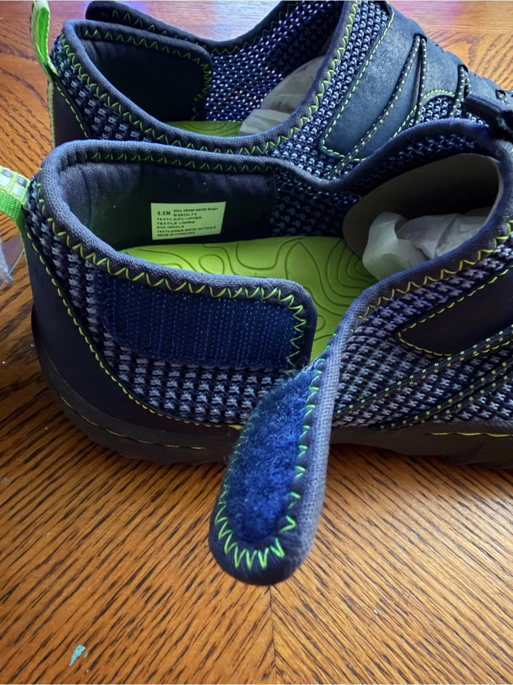 JBU Navy and Lime Green Men's Casual Slip-On Sandals